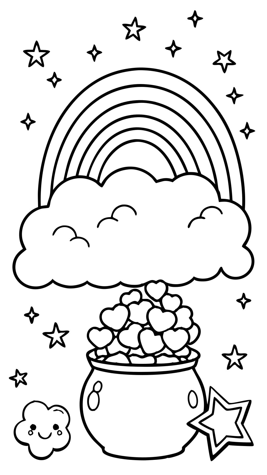 rainbow and pot of gold coloring page